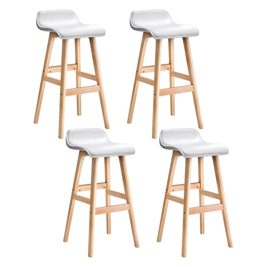 Artiss 4x Bar Stools Wooden Stool White, image 7