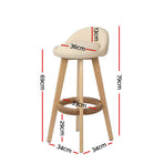 Artiss 2x Bar Stools Padded Leather Wooden Beige, image 2