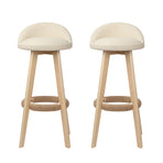 Artiss 2x Bar Stools Padded Leather Wooden Beige, image 3