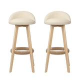 Artiss 2x Bar Stools Padded Leather Wooden Beige - Side View
