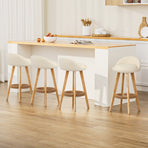 Artiss 4x Bar Stools Padded Leather Wooden Beige