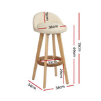 Artiss 4x Bar Stools Padded Leather Wooden Beige, image 2