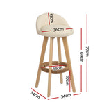Artiss 4x Bar Stools Padded Leather Wooden Beige - Front View