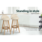 Artiss 4x Bar Stools Padded Leather Wooden Beige, image 5