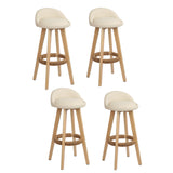Artiss 4x Bar Stools Padded Leather Wooden Beige - Close-Up Angle