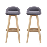 Artiss 2x Bar Stools Padded Linen Wooden Grey - Side View