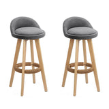 Artiss 2x Bar Stools Padded Linen Wooden Grey - Low Angle