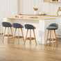 Artiss Set of 4 Padded Linen Bar Stools, 69cm Seat Height, Wooden, Grey