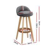 Artiss 4x Bar Stools Padded Linen Wooden Grey - Front View
