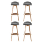 Artiss grey padded linen bar stool with wooden base and hemp rope footrest, low lip backrest