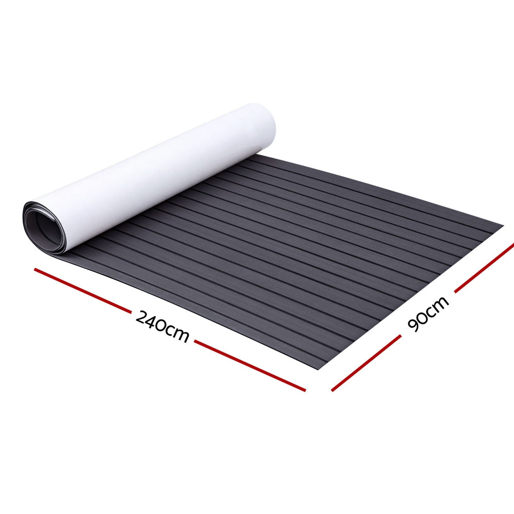 EVA Foam Deck Flooring Mat for Boats - Dark Grey, 240x90x0.6cm Self-Adhesive Non-Slip Surface