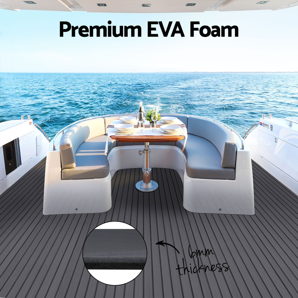EVA Foam Deck Flooring Mat for Boats - Dark Grey, 240x90x0.6cm Self-Adhesive Non-Slip Surface