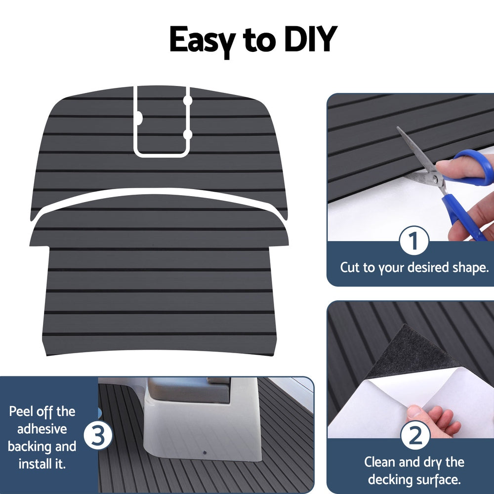 EVA Foam Deck Flooring Mat for Boats - Dark Grey, 240x90x0.6cm Self-Adhesive Non-Slip Surface