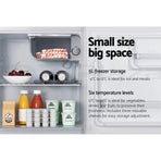 Devanti 48L white mini bar fridge with chiller compartment, built-in handle