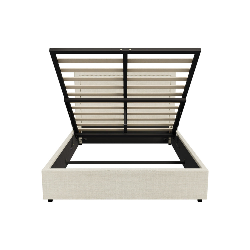 Oikiture Bed Frame Double Size Gas Lift Base Storage ADI