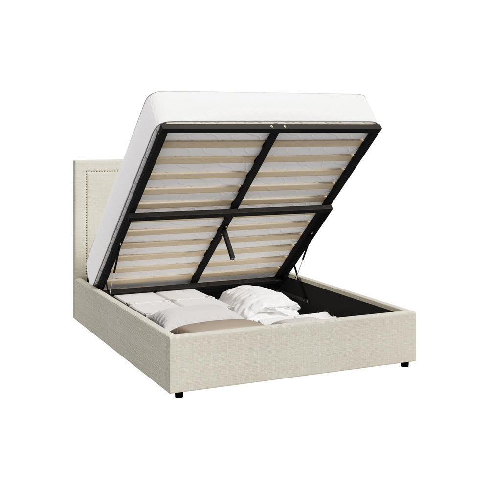 Oikiture Bed Frame Double Size Gas Lift Base Storage ADI
