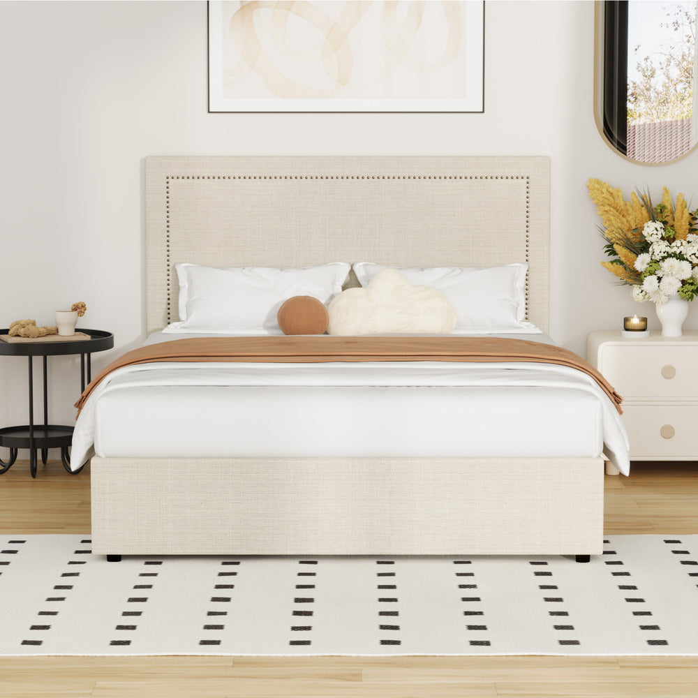 Oikiture Bed Frame Double Size Gas Lift Base Storage ADI