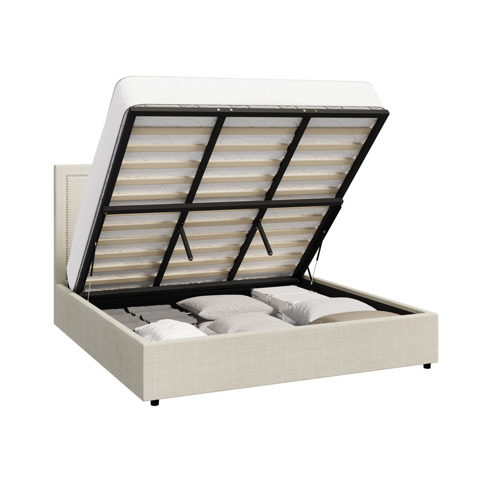 Oikiture Bed Frame King Size Gas Lift Base Storage ADI