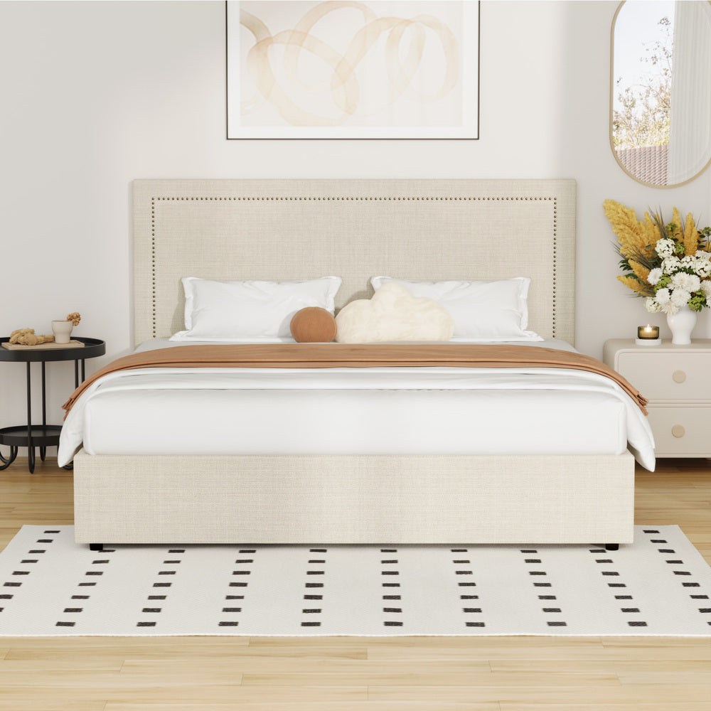 Oikiture Bed Frame King Size Gas Lift Base Storage ADI