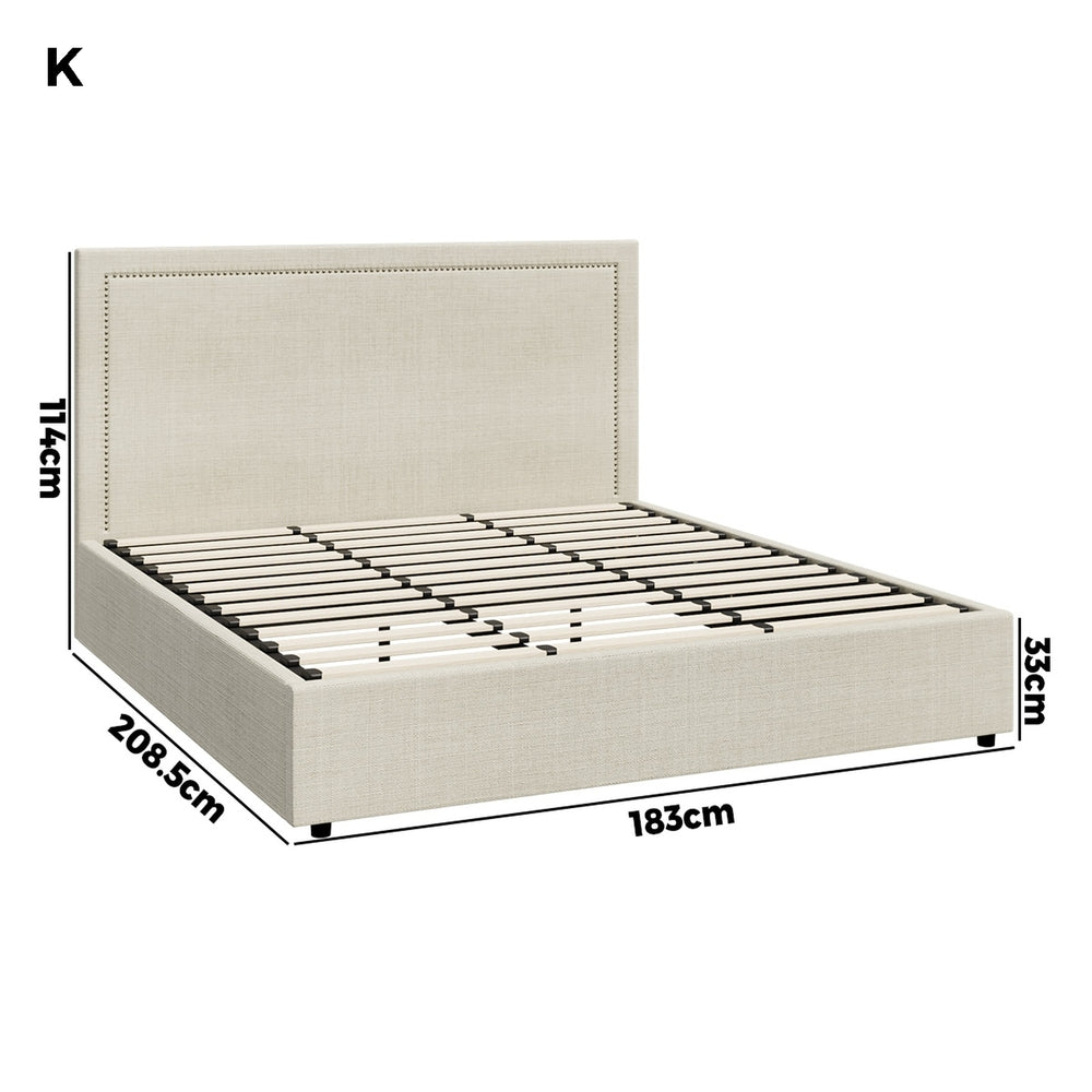 Oikiture Bed Frame King Size Gas Lift Base Storage ADI