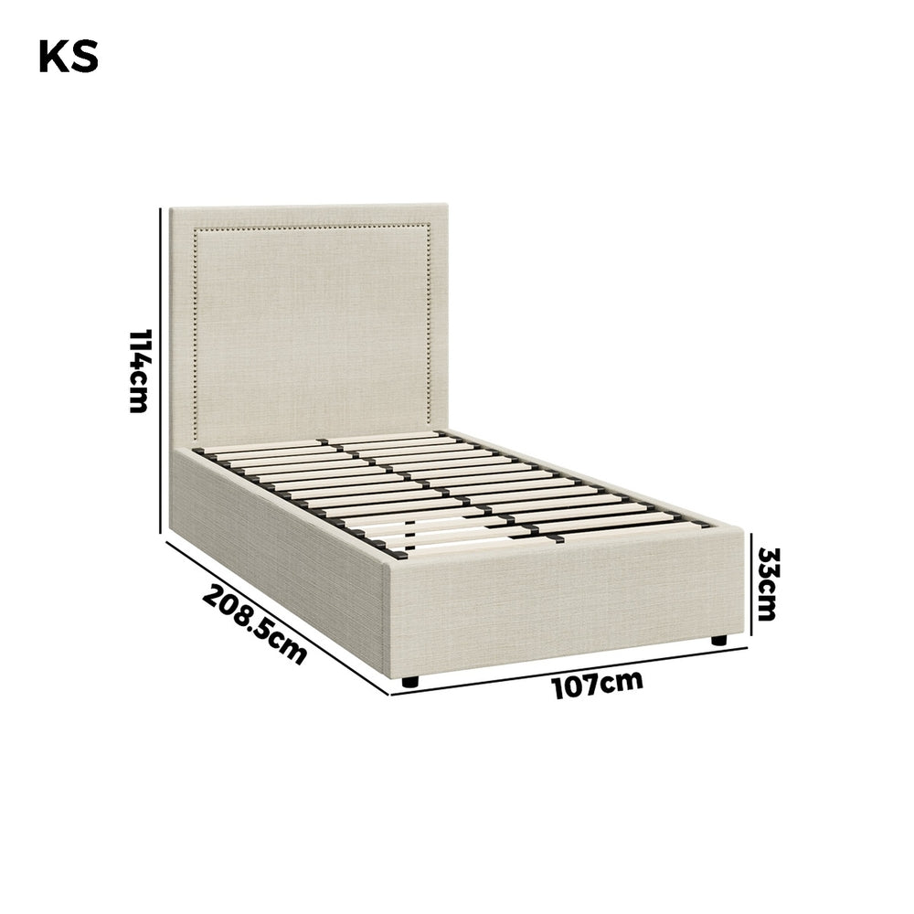 Oikiture Bed Frame King Single Gas Lift Base Storage ADI