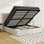 Oikiture Bed Frame With Mattress Set Queen Size Gas Lift Storage ADI, Gas Lift