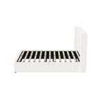 Oikiture Bed Frame Double Size Gas Lift Base Boucle Fabric White, image 5