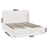 Oikiture Bed Frame King Size Gas Lift Base Boucle Fabric White