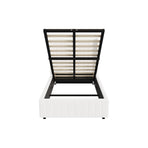 Oikiture Bed Frame King Single Gas Lift Base Boucle Fabric White