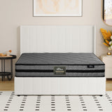 Oikiture Bed Frame with Mattress Set Double Size Gas Lift Boucle BILY - Front View