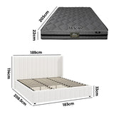 Oikiture Bed Frame with Mattress Set King Size Gas Lift Boucle BILY - Rear View