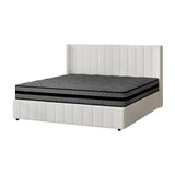 Oikiture Bed Frame with Mattress Set King Size Gas Lift Boucle BILY - Close-Up Angle