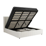 Oikiture Bed Frame with Mattress Set King Size Gas Lift Boucle BILY - Low Angle