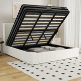 Oikiture Bed Frame with Mattress Set King Size Gas Lift Boucle BILY - 45-Degree Angle
