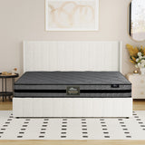 Oikiture Bed Frame with Mattress Set King Size Gas Lift Boucle BILY - Side View