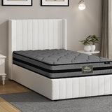 Oikiture Bed Frame with Mattress Set King Single Gas Lift Boucle BILY - Rear View
