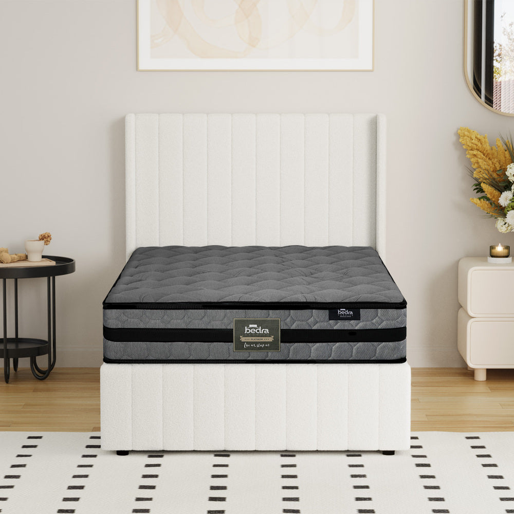 Oikiture Bed Frame with Mattress Set King Single Gas Lift Boucle BILY