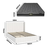 Oikiture Bed Frame with Mattress Set Queen Size Gas Lift Boucle BILY - Low Angle