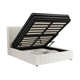 Oikiture Bed Frame with Mattress Set Queen Size Gas Lift Boucle BILY