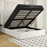 Oikiture Bed Frame with Mattress Set Queen Size Gas Lift Boucle BILY - Front View