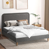 Oikiture Bed Frame Double Size Fabric Grey BOB - Side View