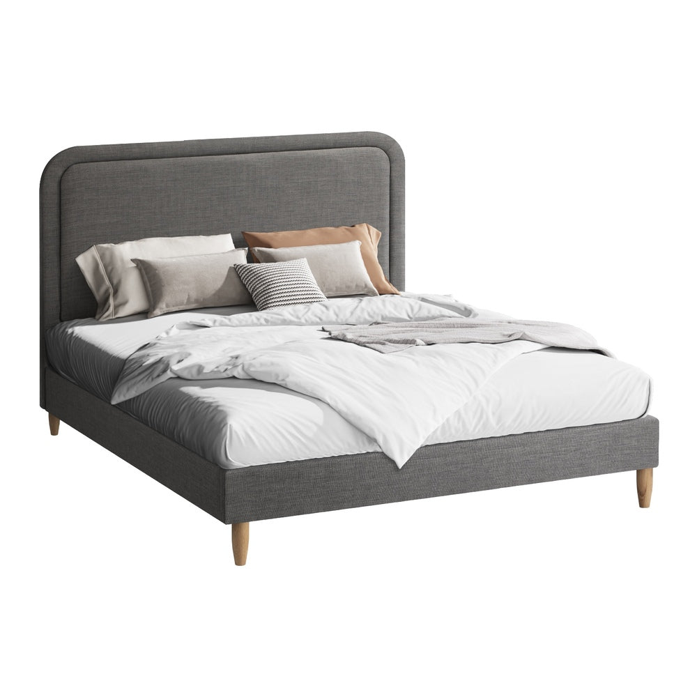 Oikiture Bed Frame Double Size Fabric Grey BOB
