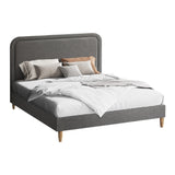 Oikiture Bed Frame Double Size Fabric Grey BOB