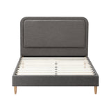 Oikiture Bed Frame Double Size Fabric Grey BOB - Close-Up Angle