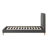Oikiture Bed Frame Double Size Fabric Grey BOB - Front View