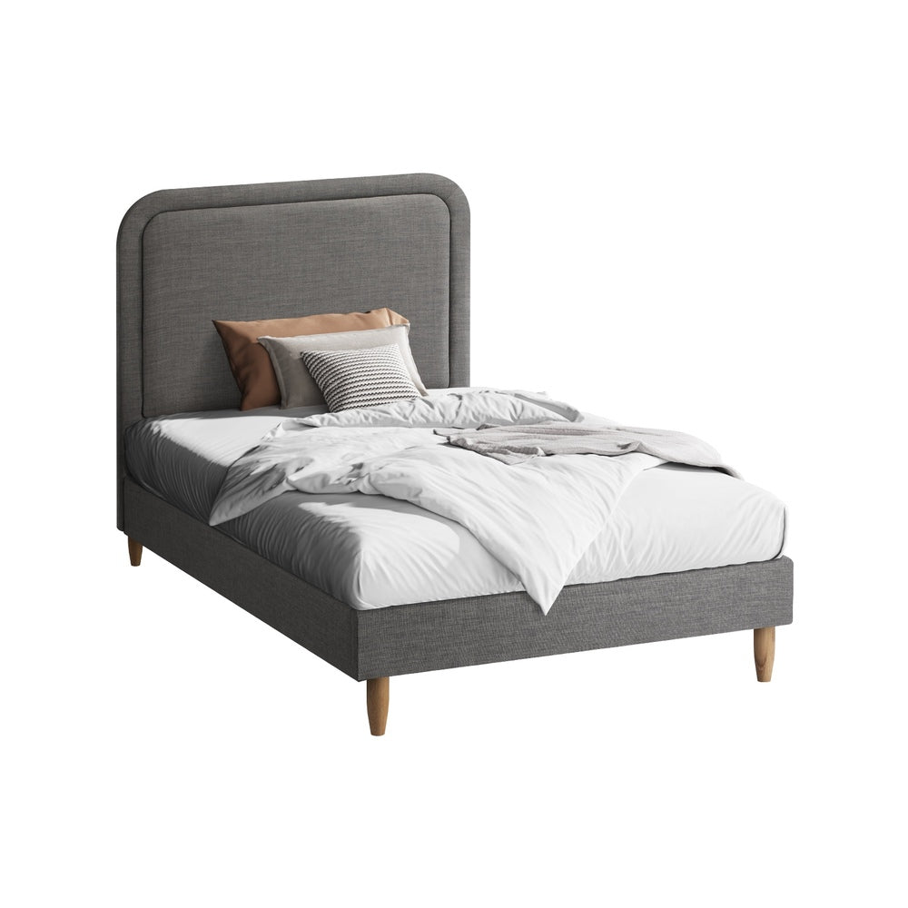 Oikiture Bed Frame King Single Size Fabric Grey BOB