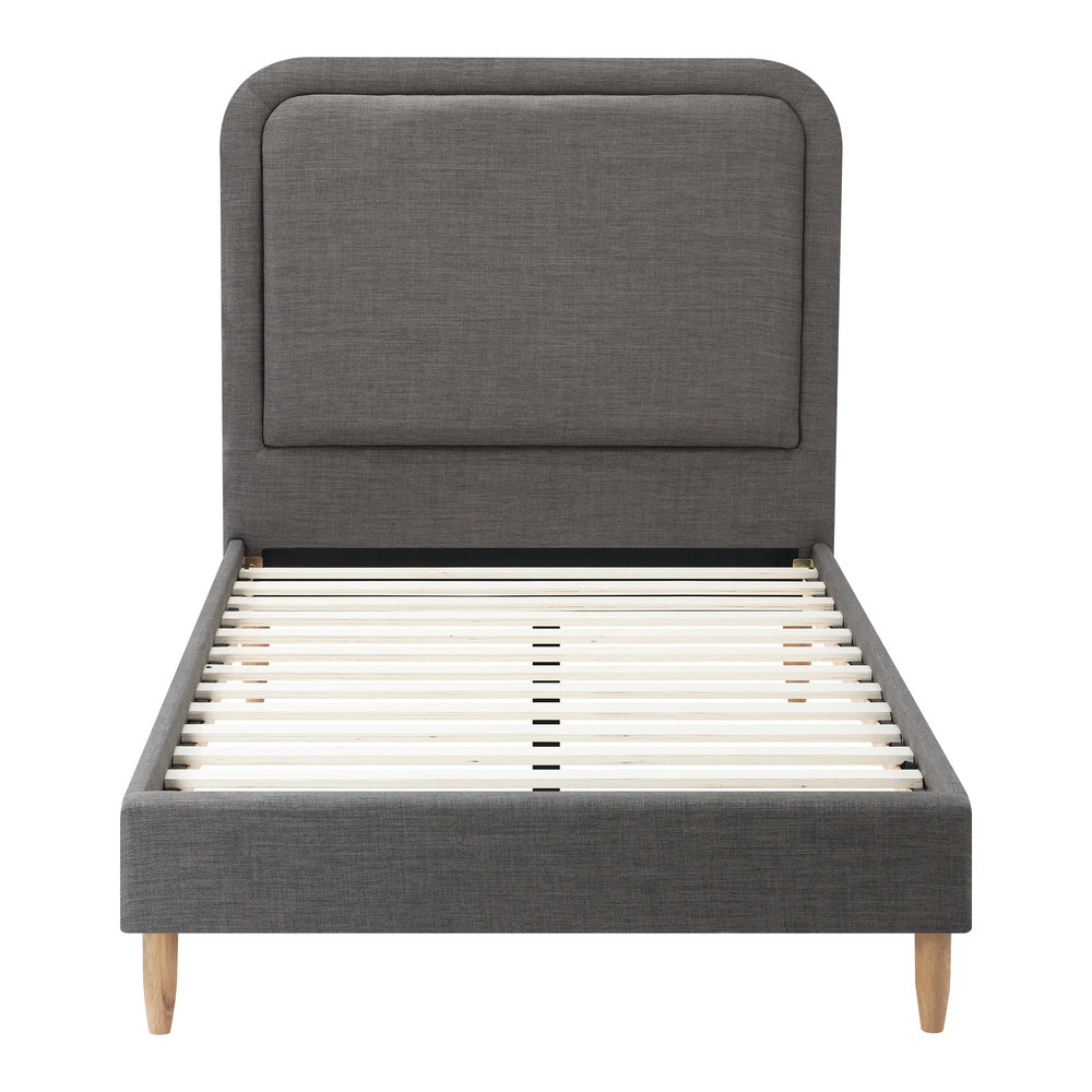 Oikiture Bed Frame King Single Size Fabric Grey BOB
