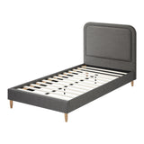Oikiture Bed Frame King Single Size Fabric Grey BOB - Side View