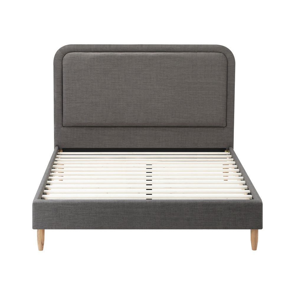 Oikiture Bed Frame Queen Size Fabric Grey BOB