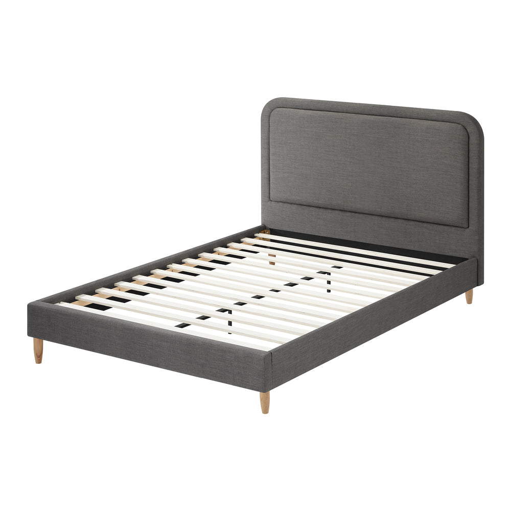 Oikiture Bed Frame Queen Size Fabric Grey BOB